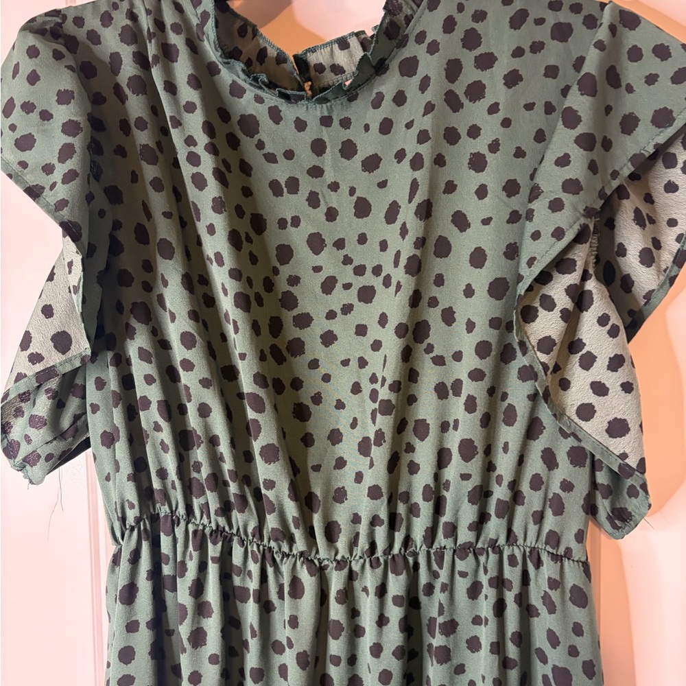 Stylish Green Polka Dot Dress